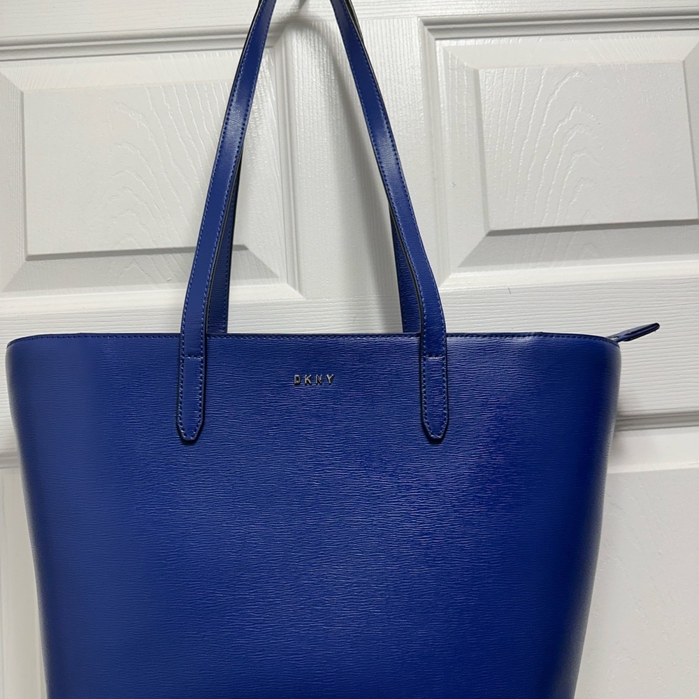 DKNY Royal Blue Leather Tote Bag
